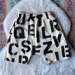 Nununu letters shorts cream black neutral minimalist sweat casual boys 8/9